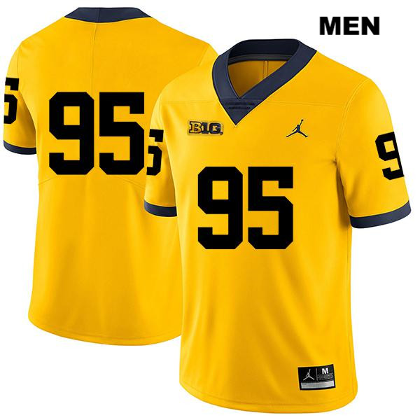 Men's NCAA Michigan Wolverines Donovan Jeter #95 No Name Yellow Jordan Brand Authentic Stitched Legend Football College Jersey ZV25O45TL